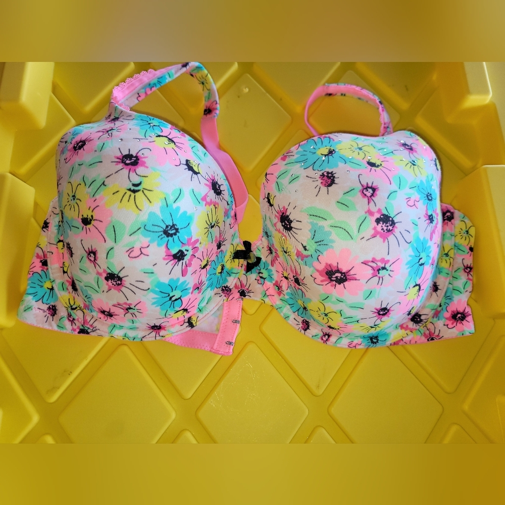 Victoria's Secret Pastel Floral Bra with Pink Accents